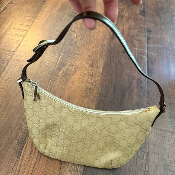 GUCCI gold fabric logo bag with metallic bronze handle, NWOT - Picture 6 of 16